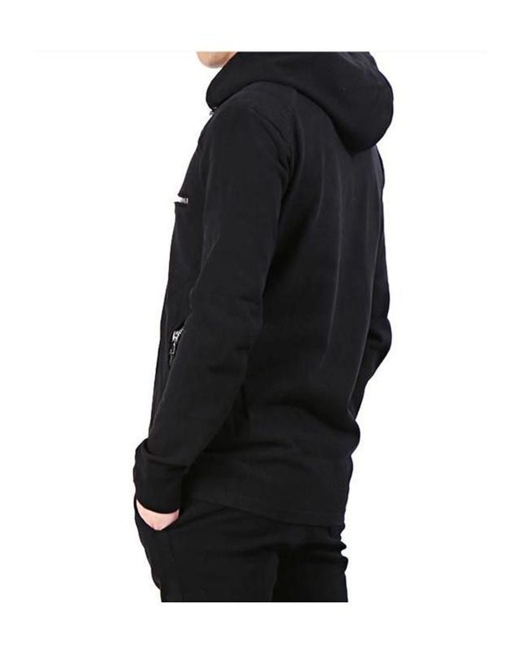 Balmain Black Zip Hooded T-Shirt for men