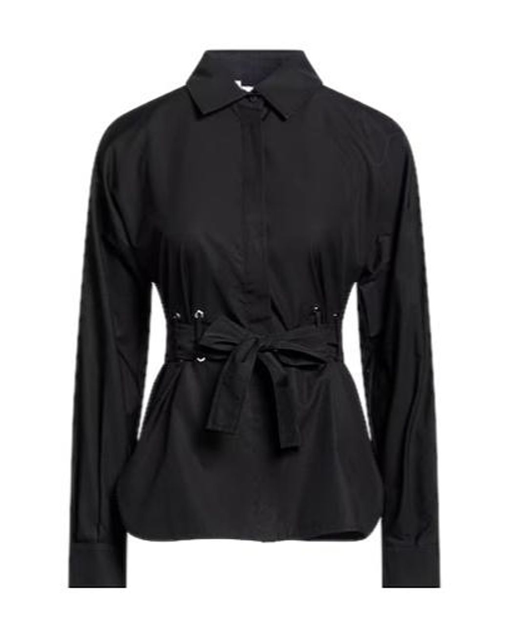 Max Mara Black Solid Long-Sleeve Shirt