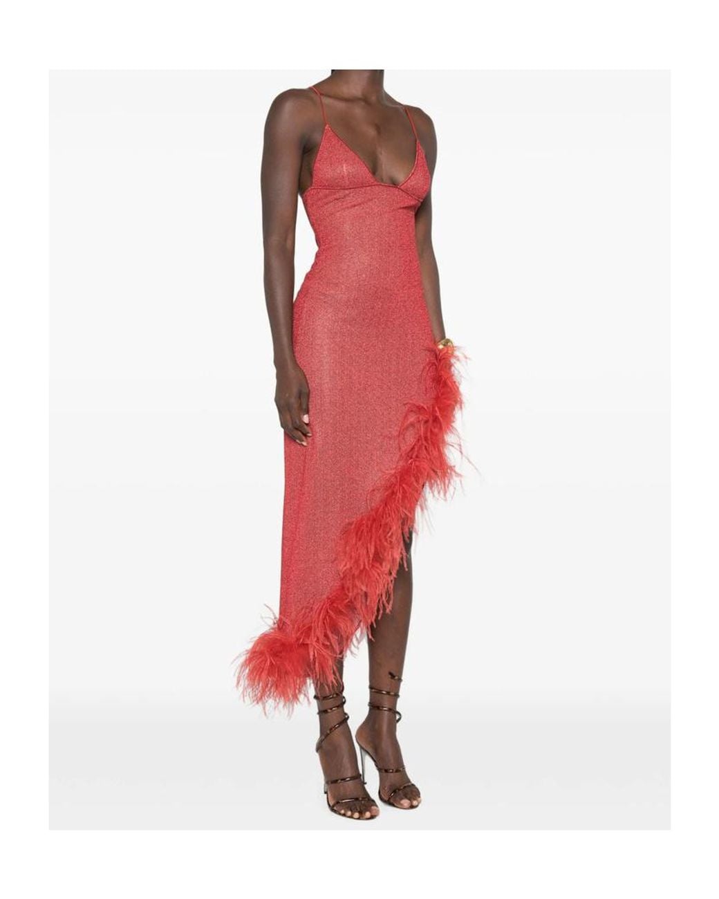 Oseree Red Suspender Dress