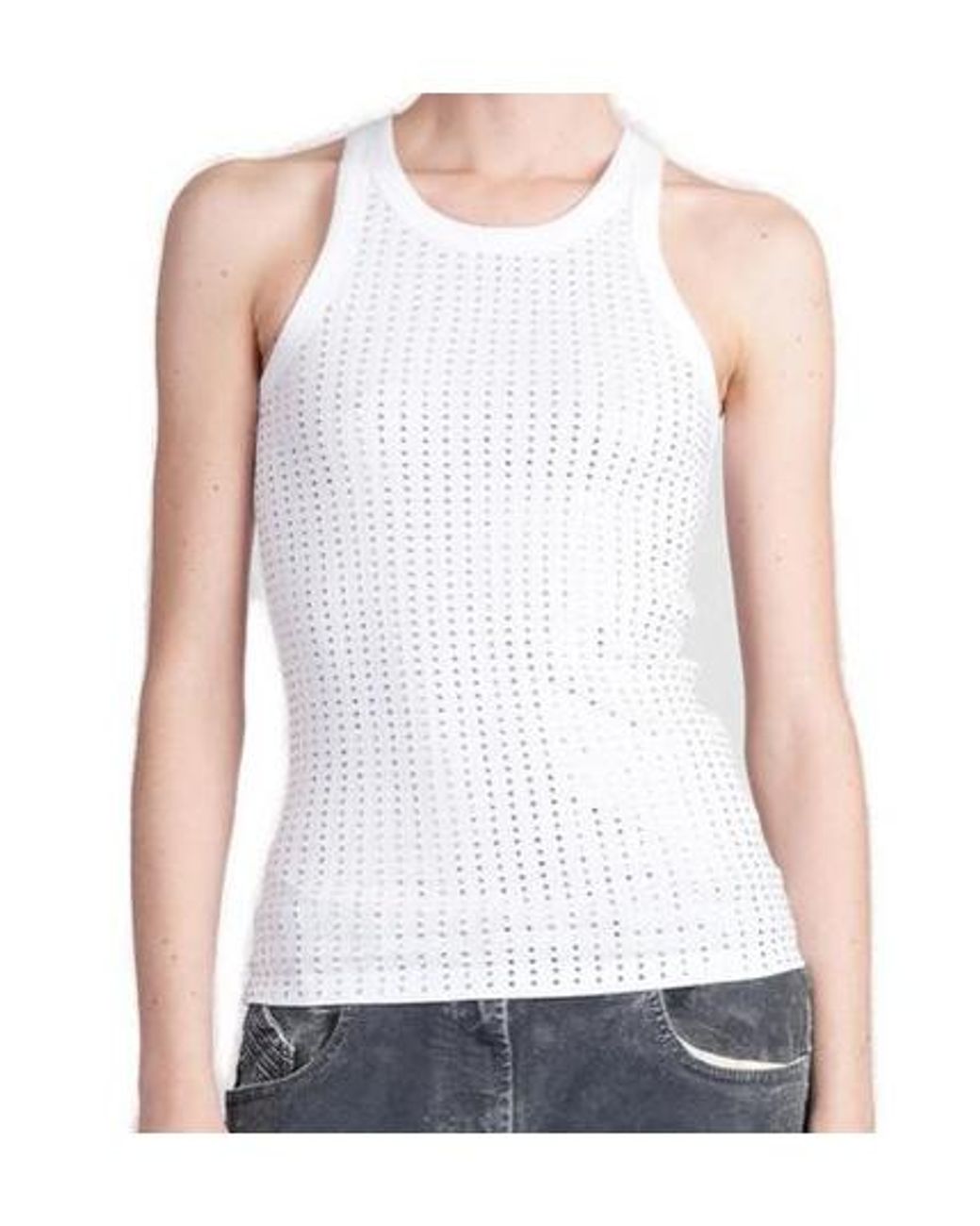 The Attico White The Jersey Ribbed Tank Top