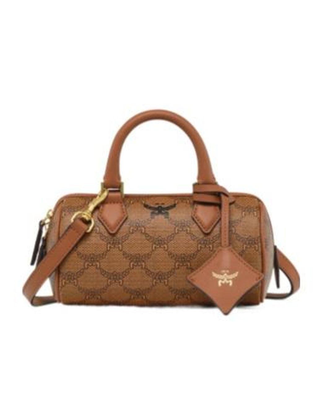 MCM Brown Ella Mini Lauretos Boston Bag