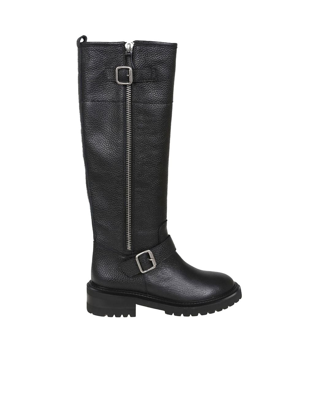 Via Roma 15 Black Negus Buckled Leather Boots