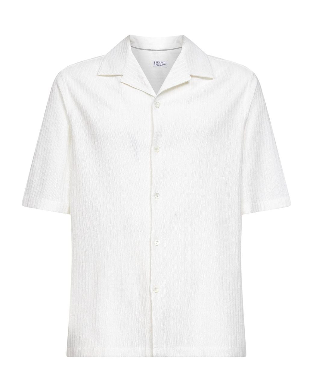 Brunello Cucinelli White Striped Straight Shirt for men