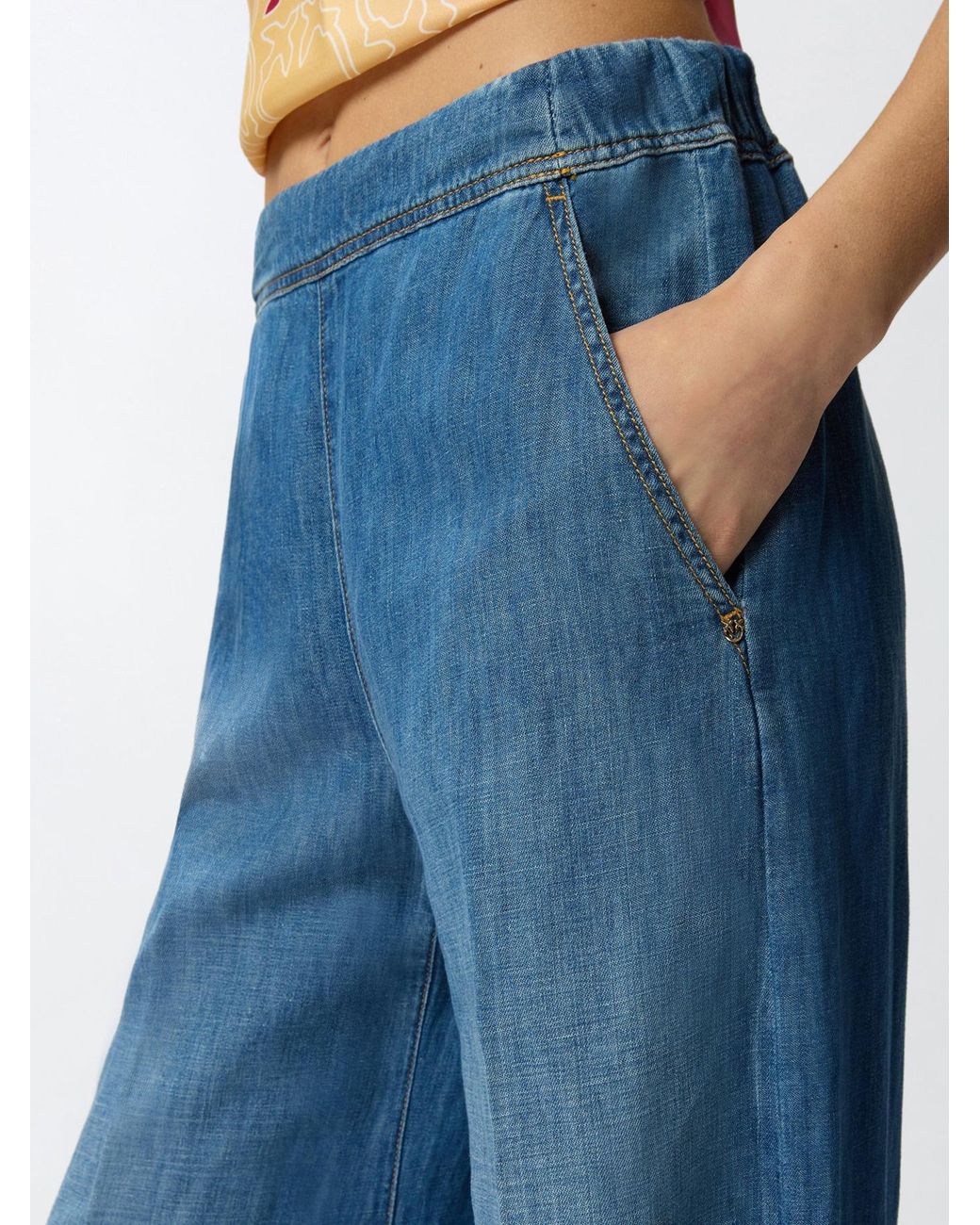 Pinko Blue Spiaggia Wide-Leg Jeans