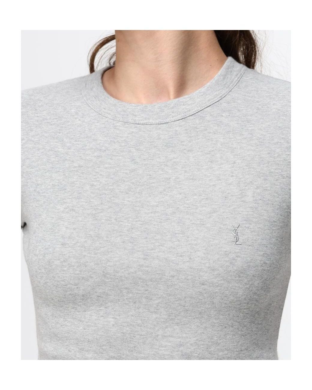Saint Laurent Gray Cassandre Crewneck T-Shirt