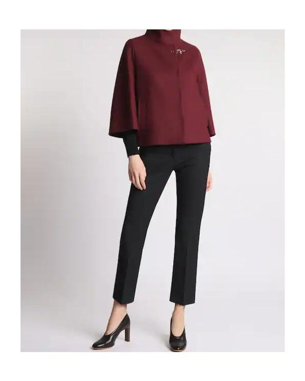 Fay Red Hook-Closure Wool Cape