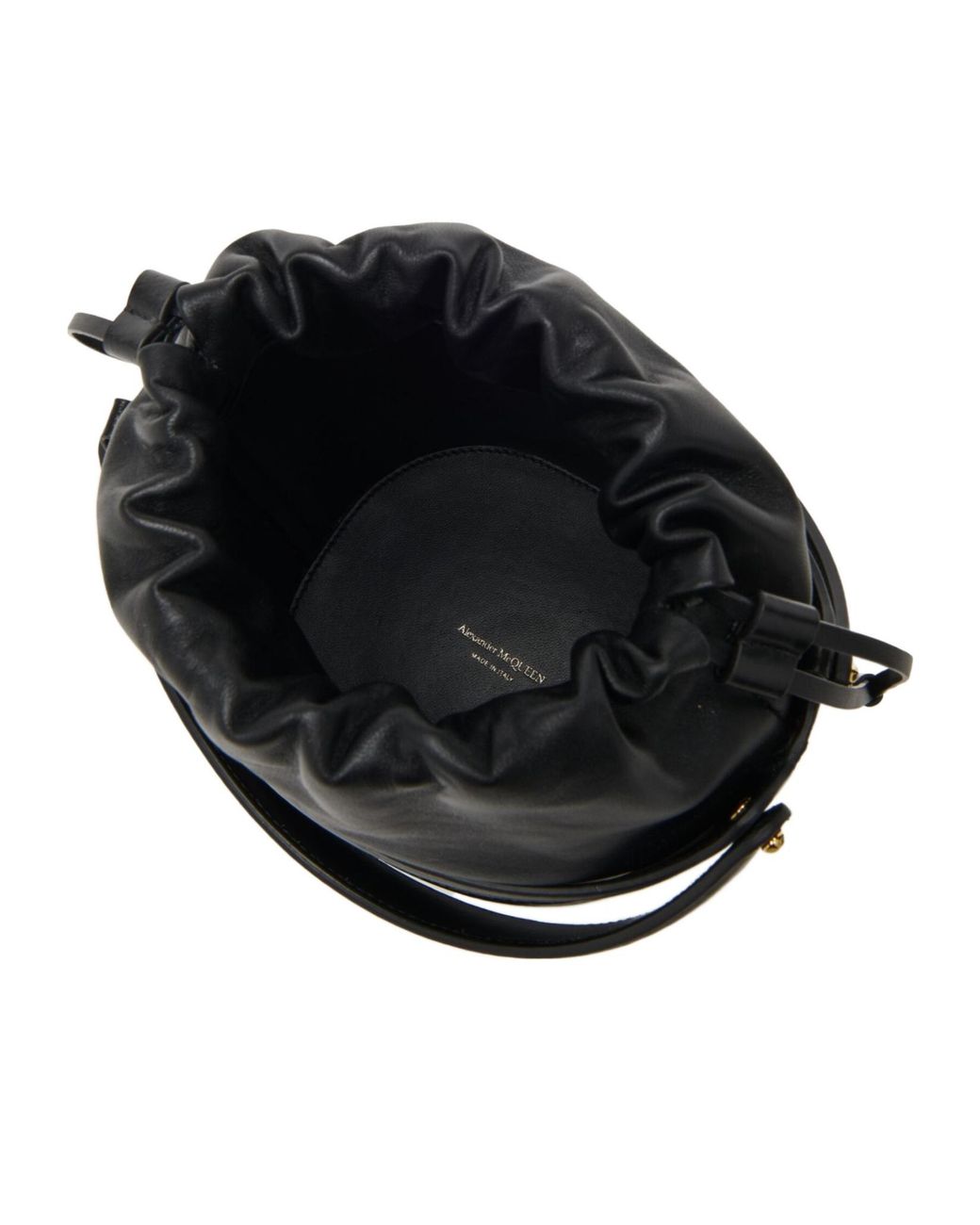 McQueen Black Logo Printed Drawstring Bucket Bag