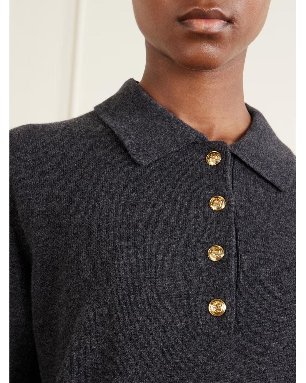 Blazé Milano Black Highland Wool And Cashmere Blend Polo Collar Sweater