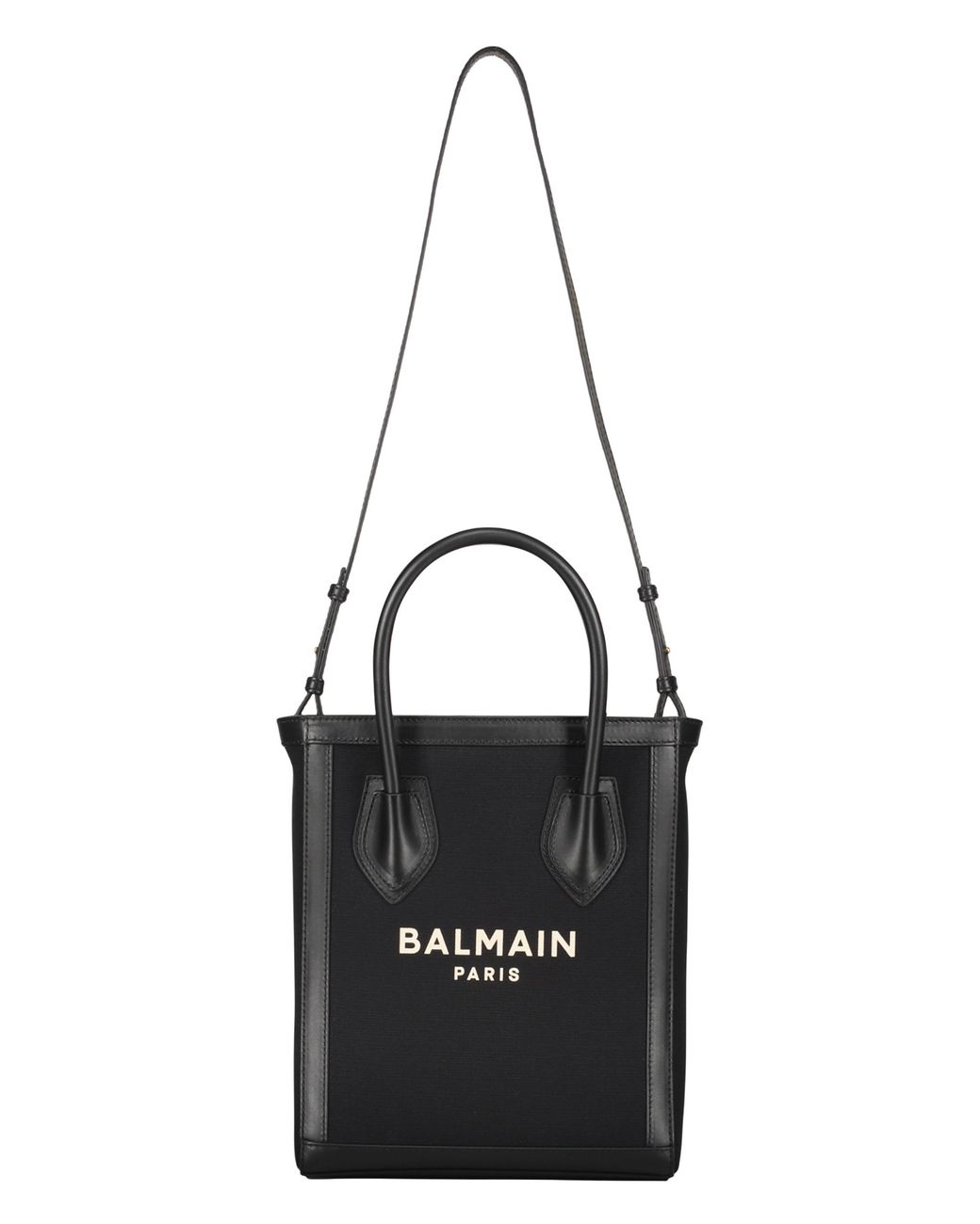 Balmain Black Logo Lettering Strapped Tote Bag