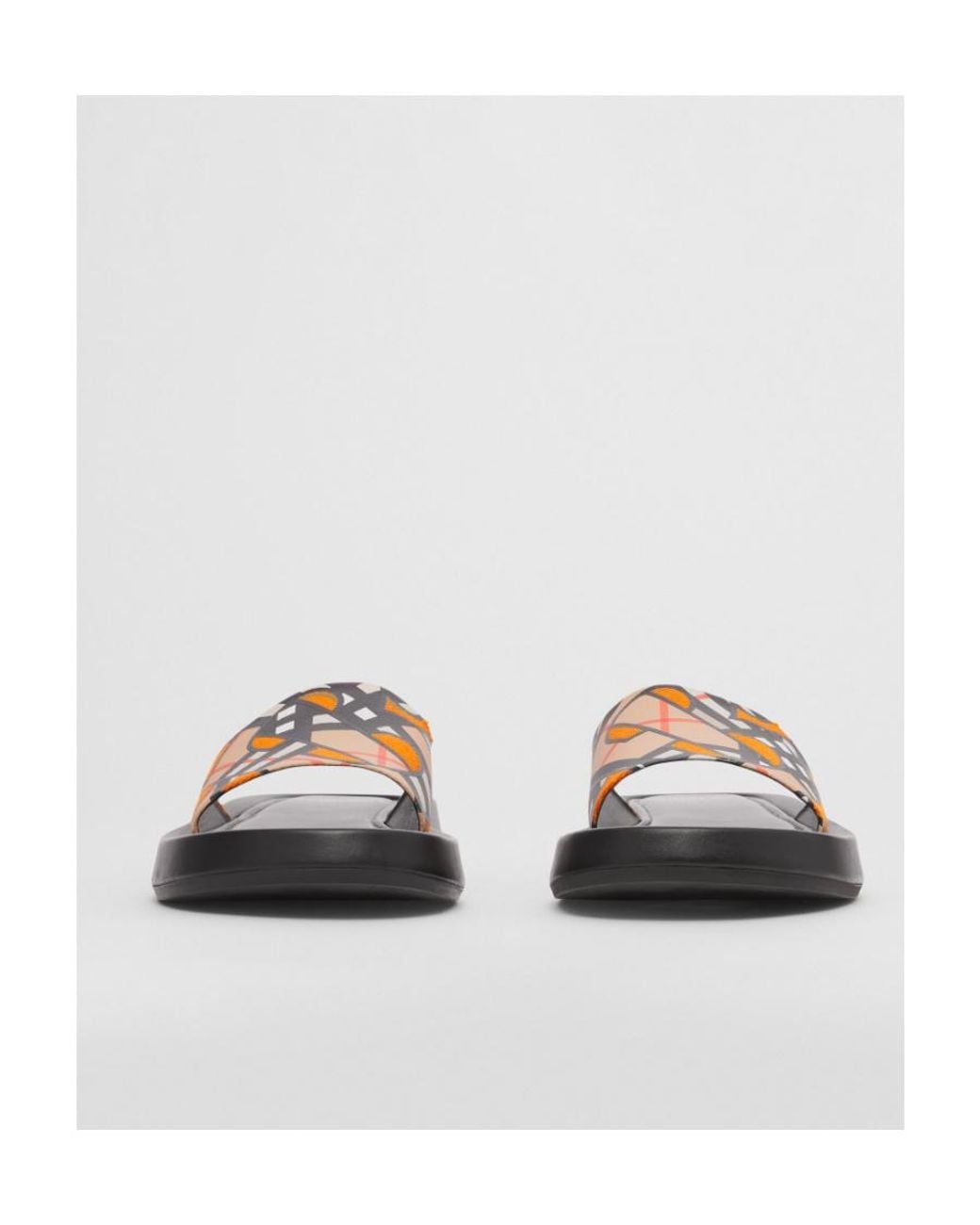Burberry Multicolor Monogram-Print Canvas Slides