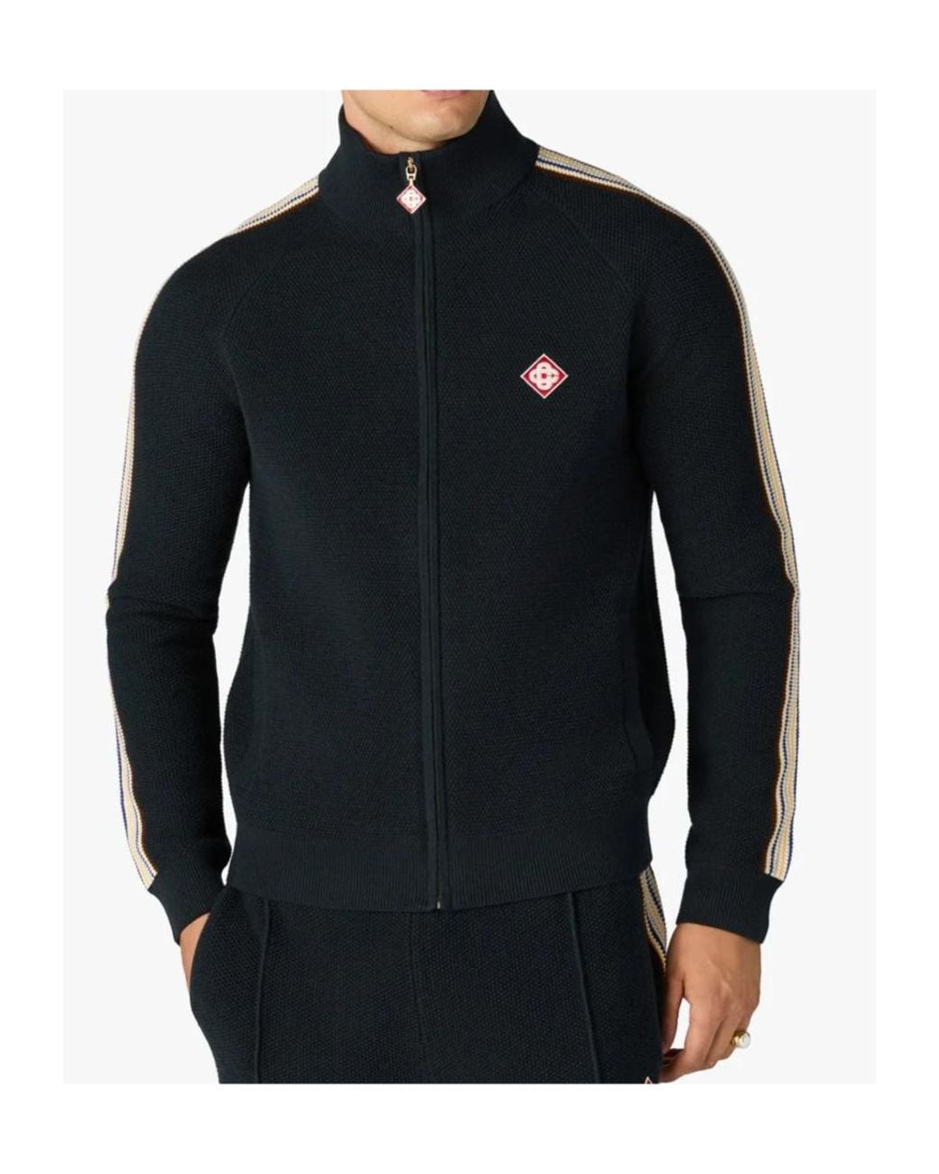 Casablanca Black Logo Patch Zip-Up Jacket for men