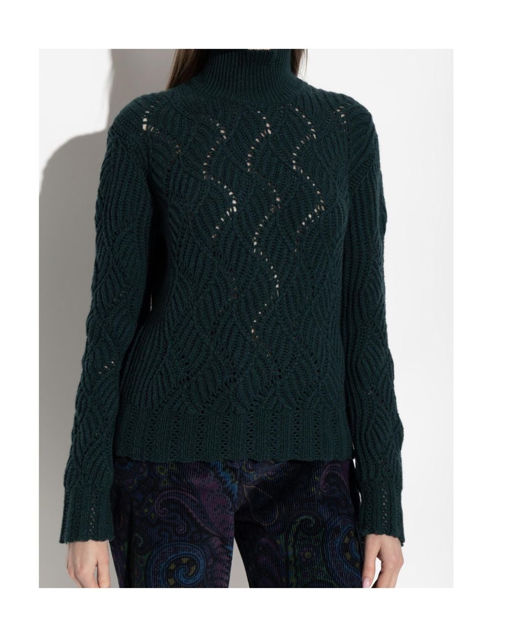 Etro Blue Long Sleeved Turtleneck Knitted Jumper