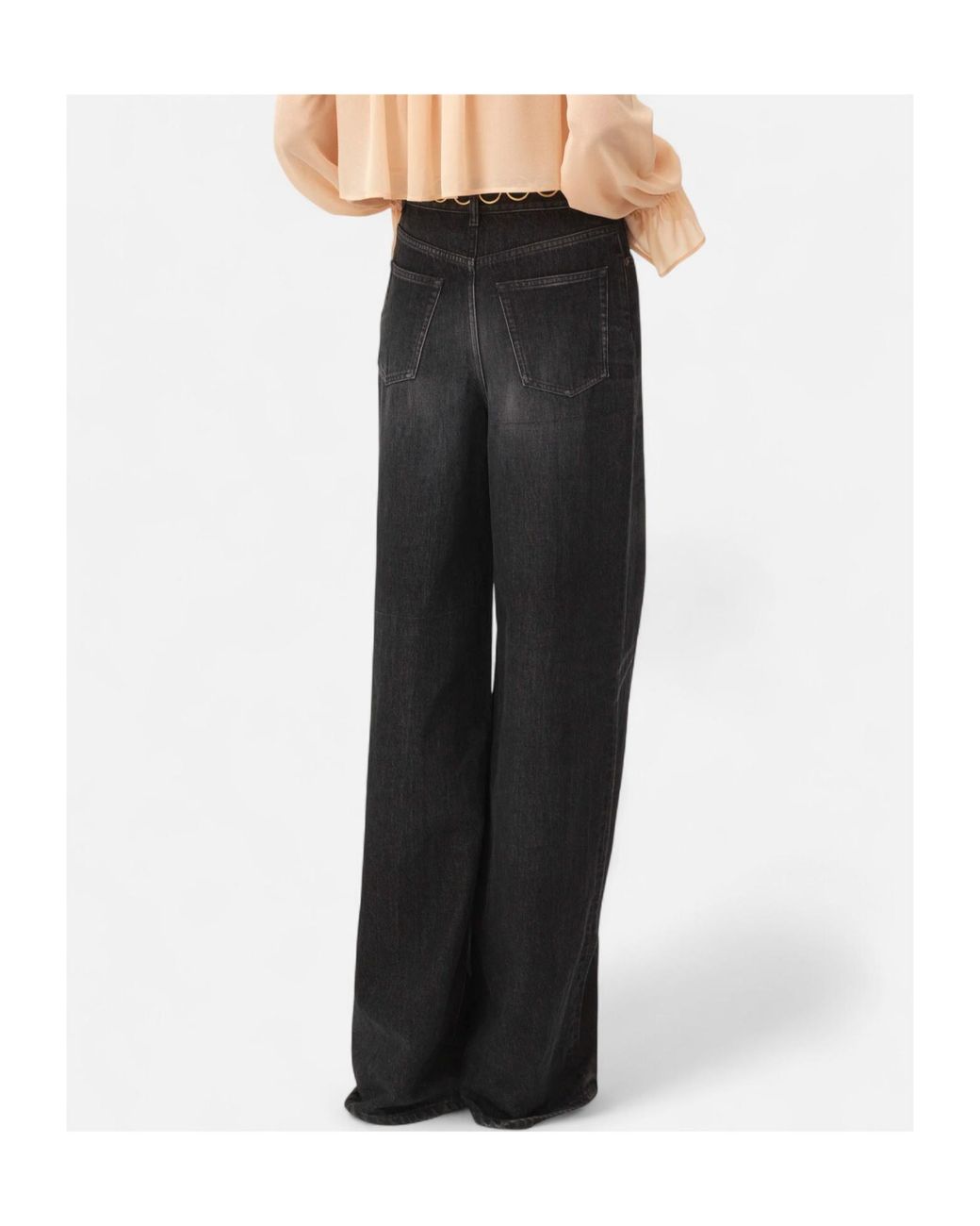 Chloé Black Chloé Logo Patch Wide-Leg Jeans