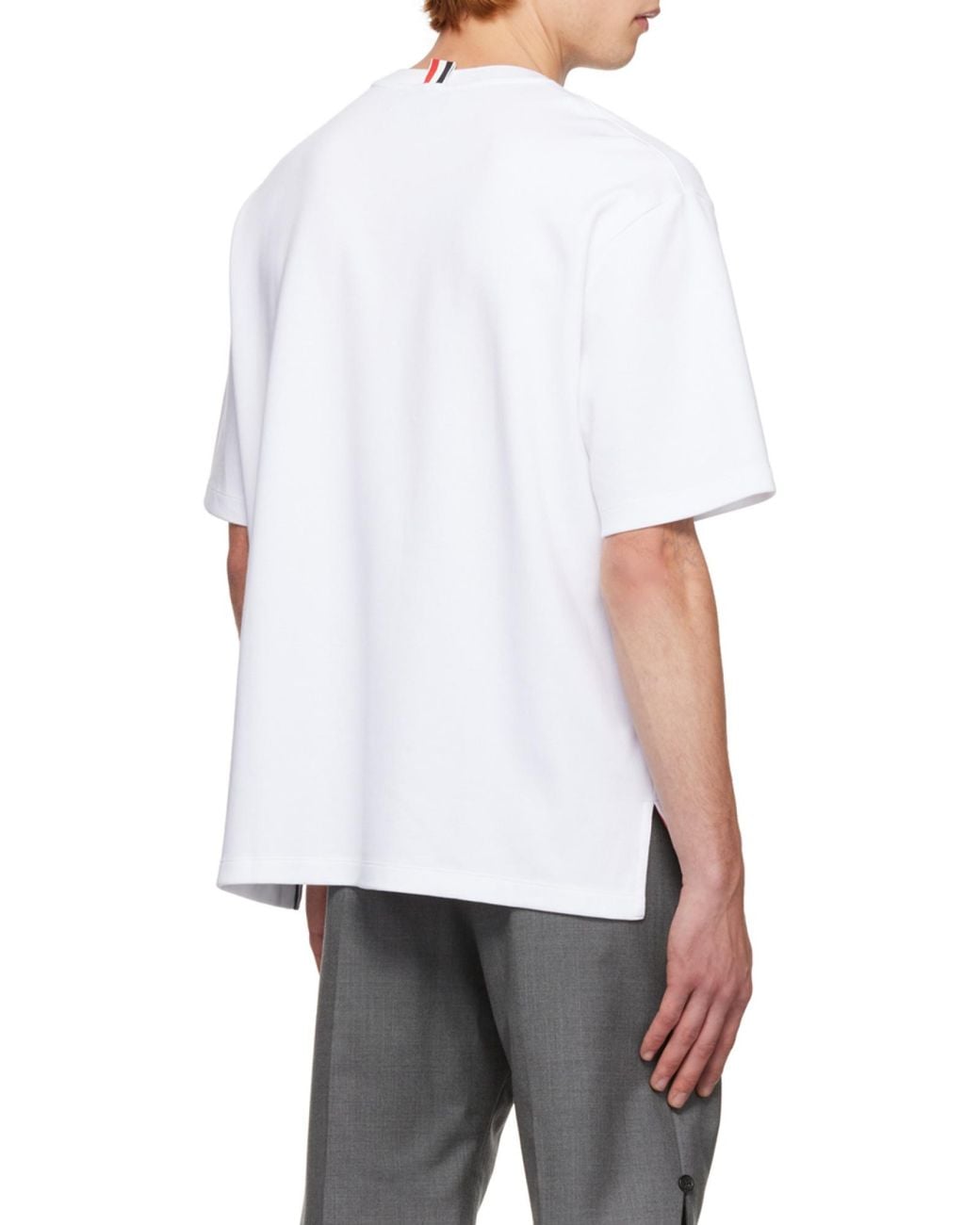 Thom Browne White Striped Trim Pocket T-Shirt for men