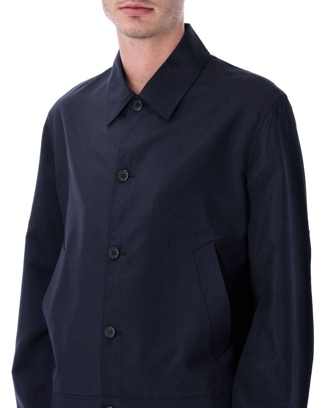 Prada Blue Long-Sleeved Button-Up Jacket for men