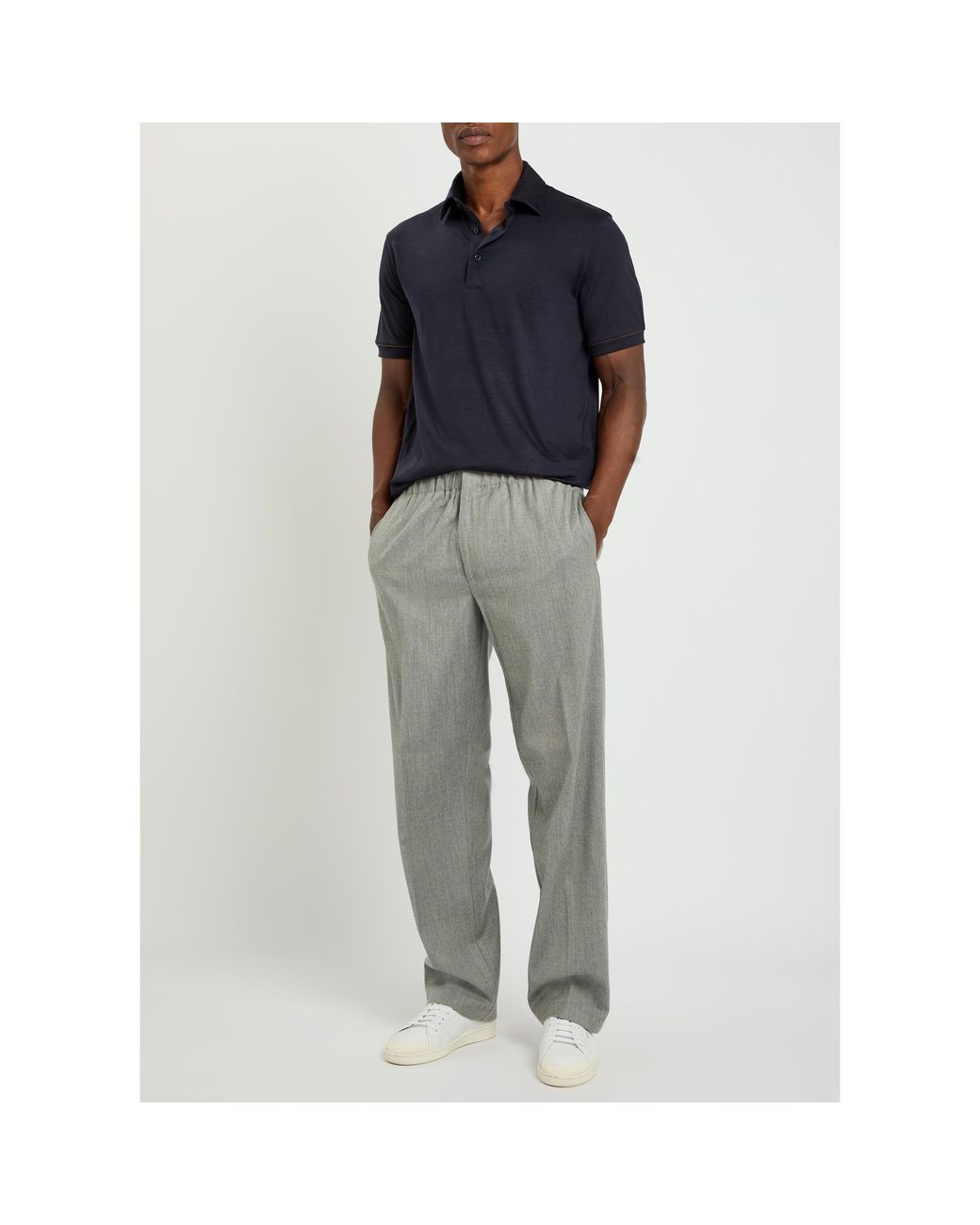 Herno Blue Wool Short-Sleeve Polo Shirt for men