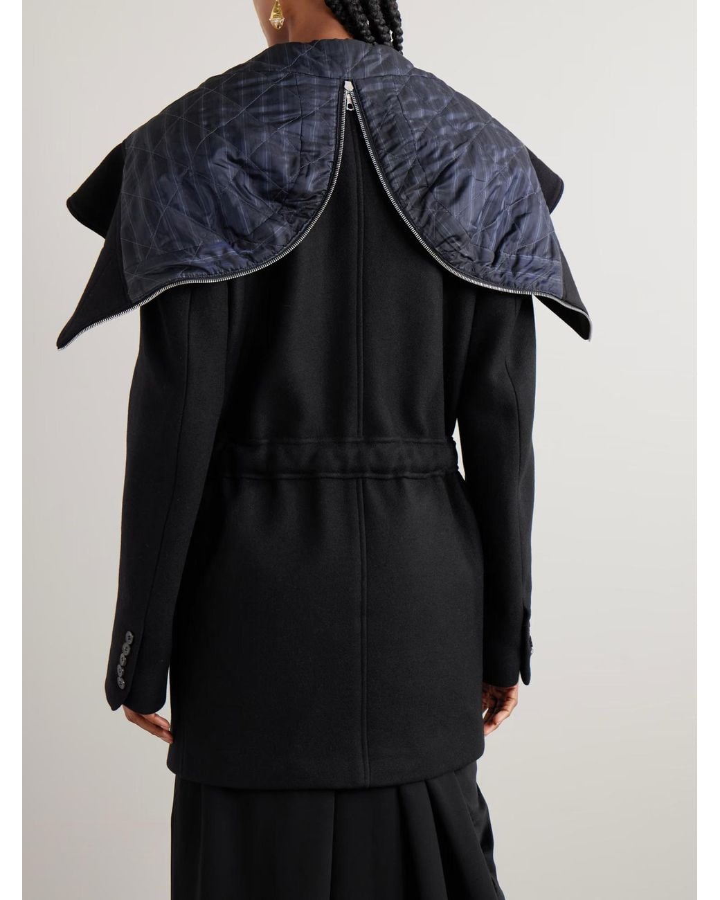 Dries Van Noten Black Belted Hooded Double-Breasted Coat
