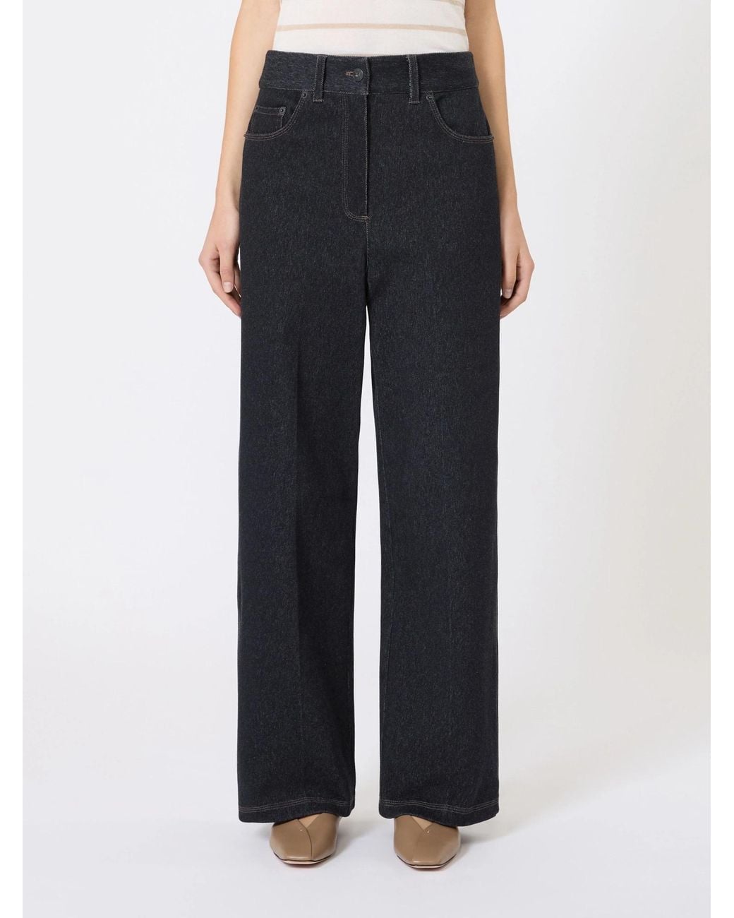Max Mara Black Ribes Straight-Leg Jeans
