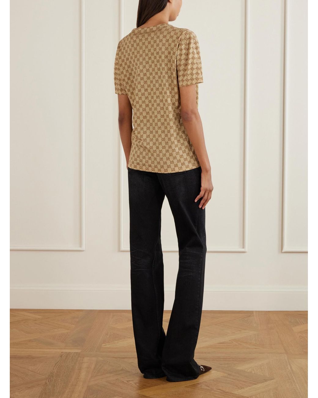 Gucci Natural Printed Cotton T-Shirt