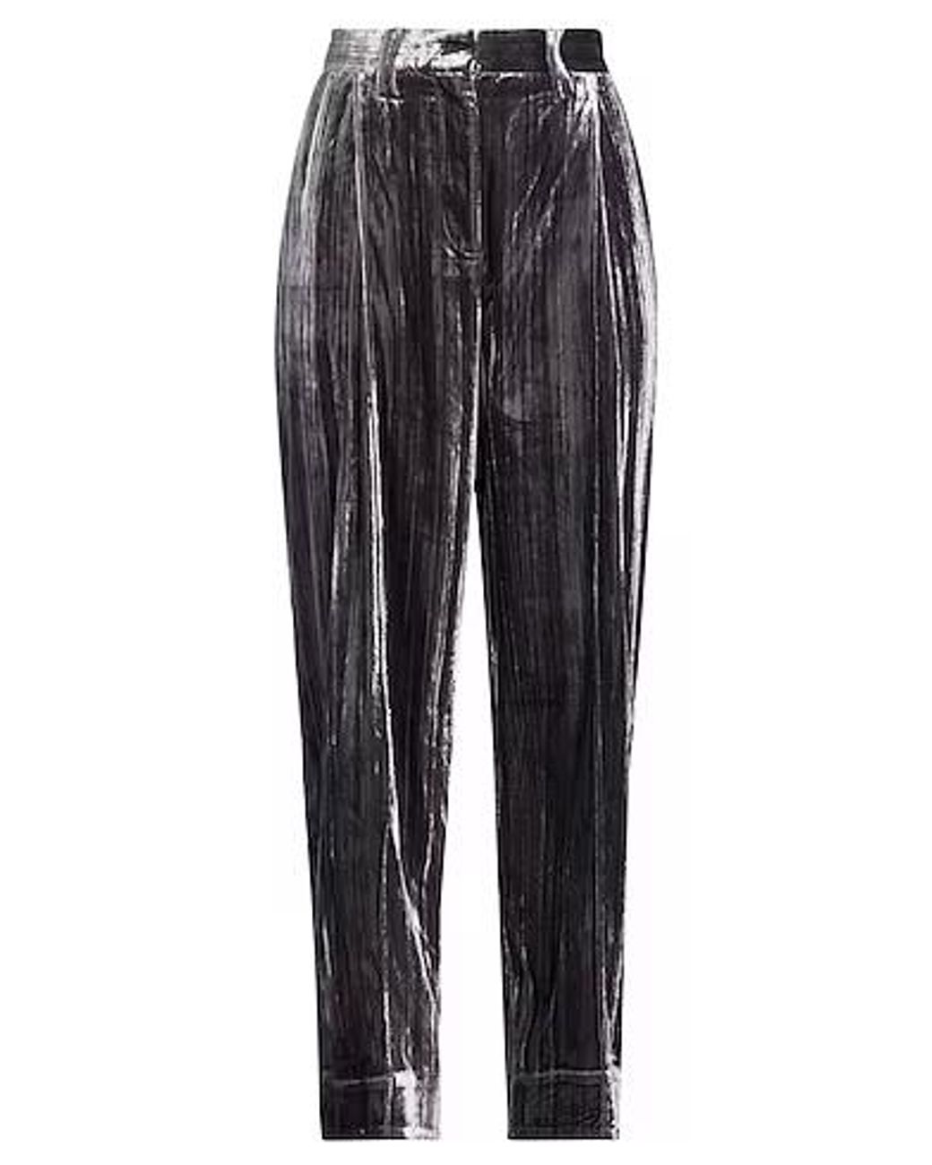 Ganni Gray Velvet Tapered Pants