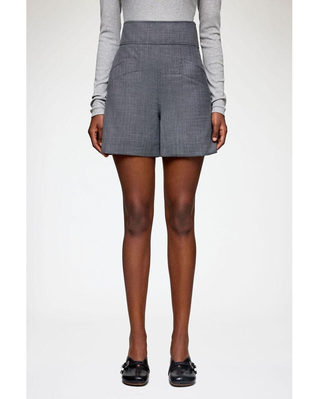 Ganni Gray Tailored Bermuda Shorts