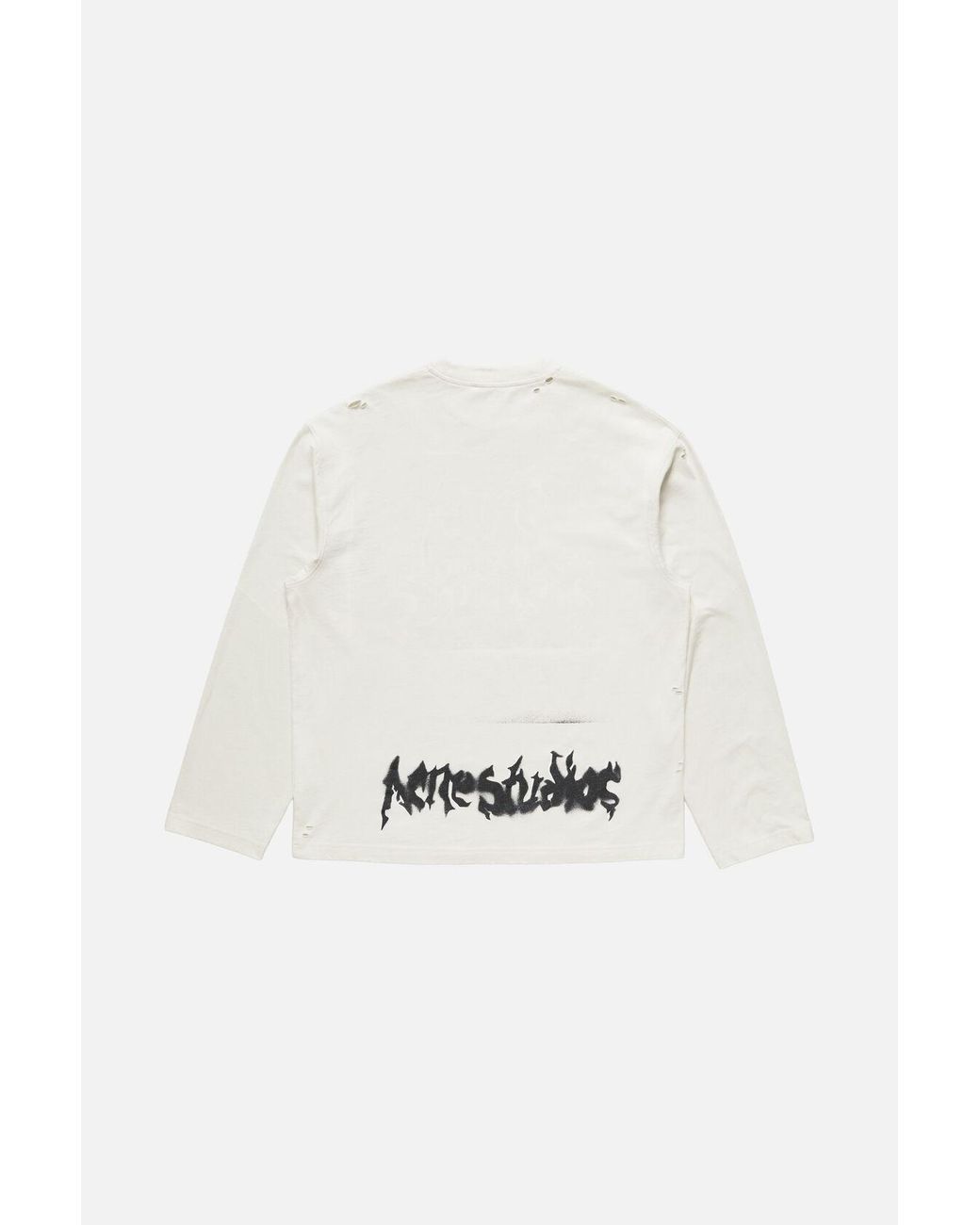 Acne White Logo-Print Distressed T-Shirt