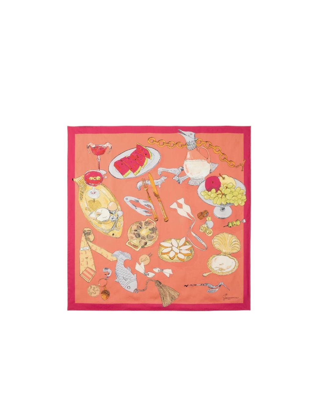 Jacquemus Pink Le Grand Foulard Cocktail-Print Silk Scarf