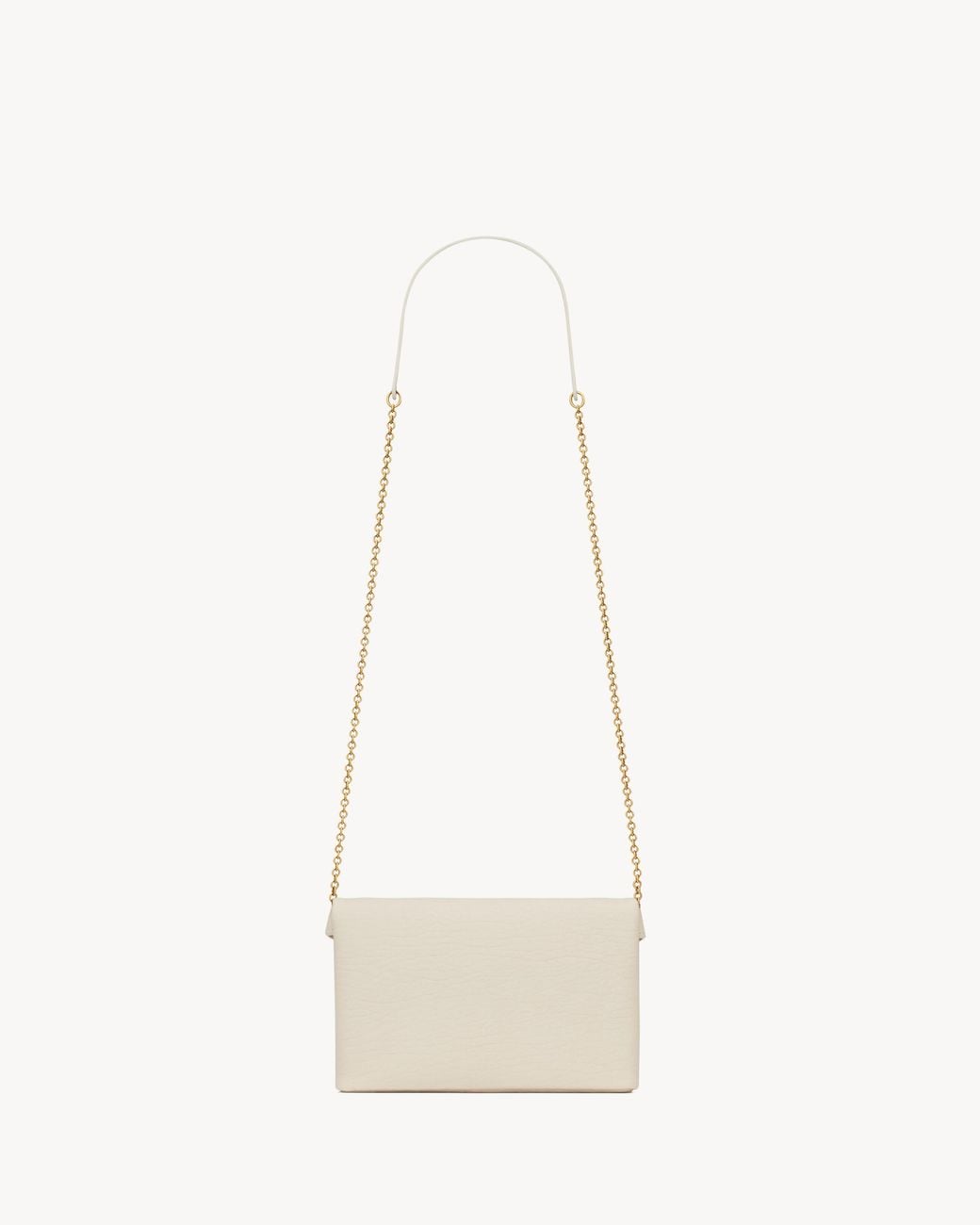 Saint Laurent White Cassandre Small Chain Clutch
