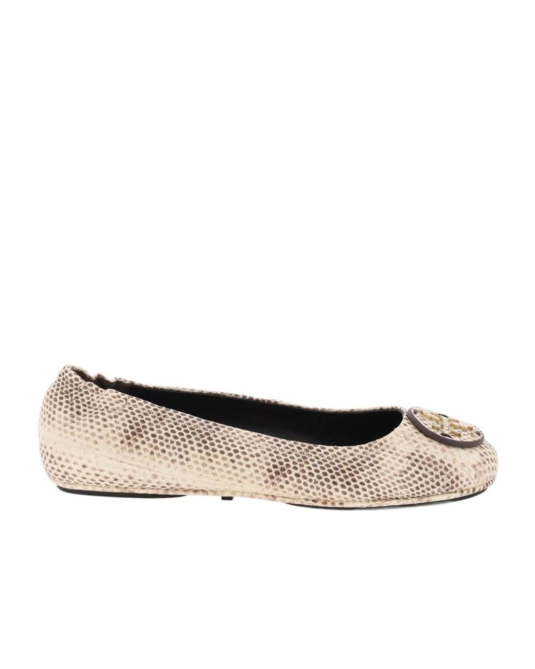 Tory Burch Natural Minnie Travel Ballerine Shoes