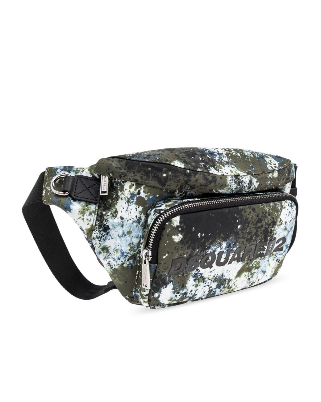 DSquared² Green Splatter-Print Zipped Shoulder Bag for men