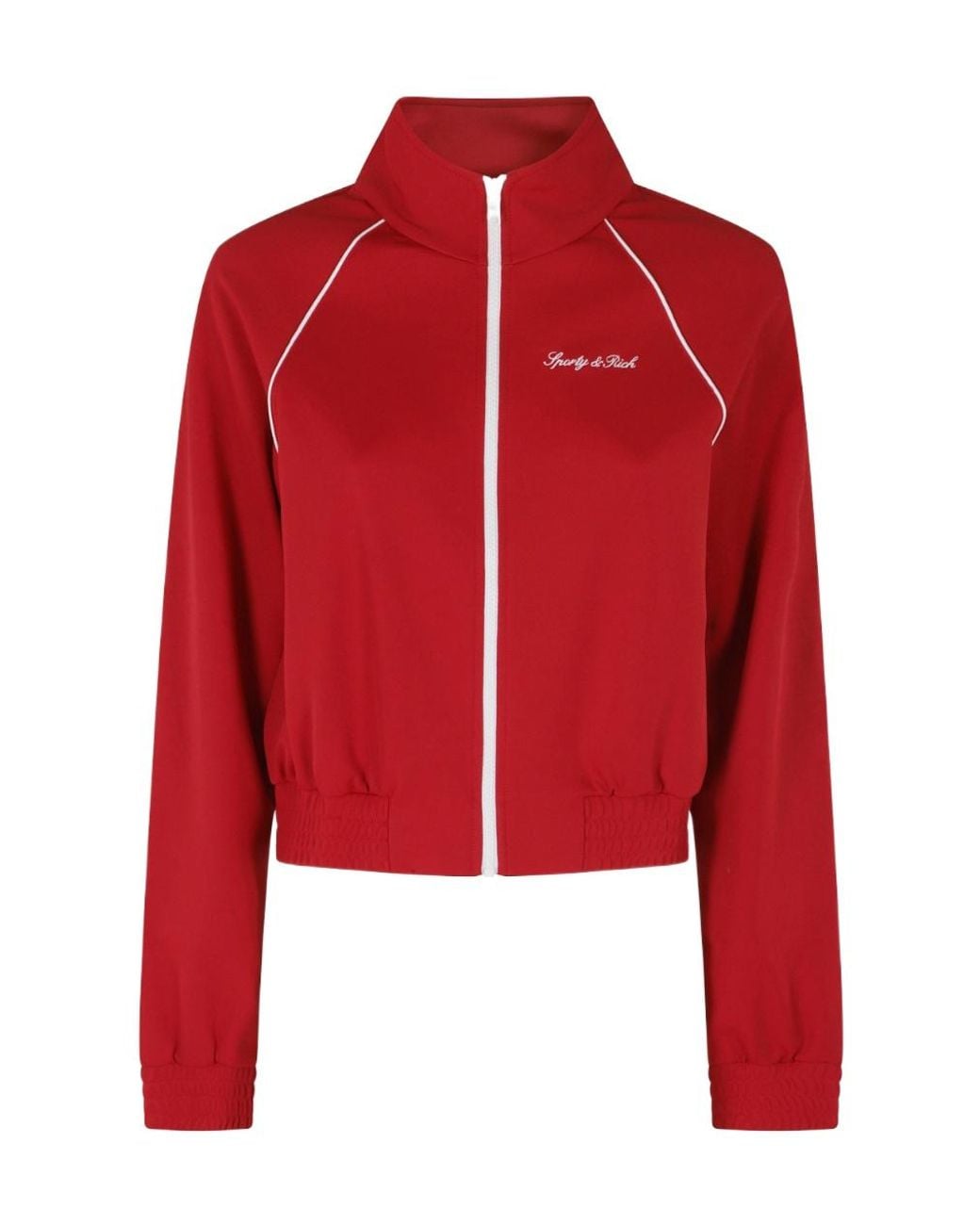 Sporty & Rich Red Long-Sleeved Zip-Up Sweatshirt
