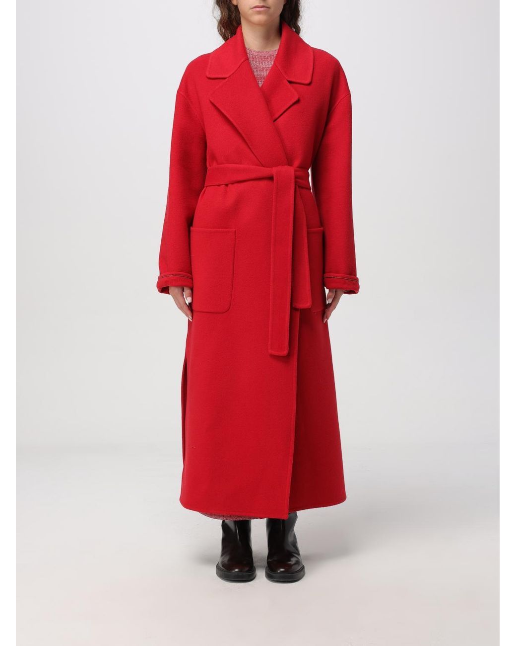 Fabiana Filippi Red Coat With Wide Notched Revers