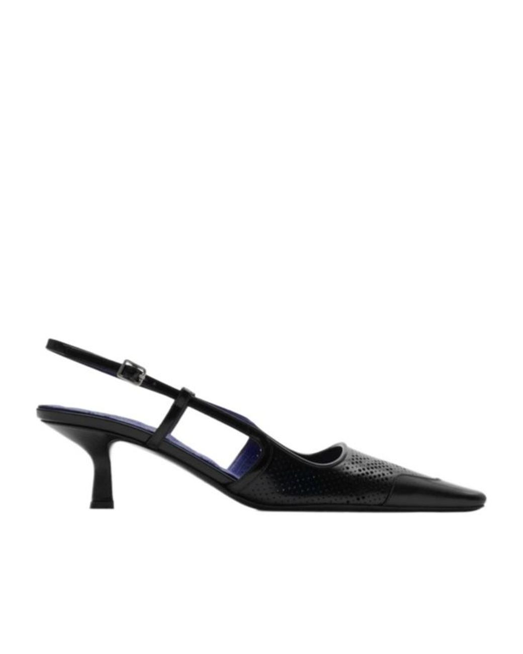 Burberry Black Chisel Square-Toe Slingback Pumps