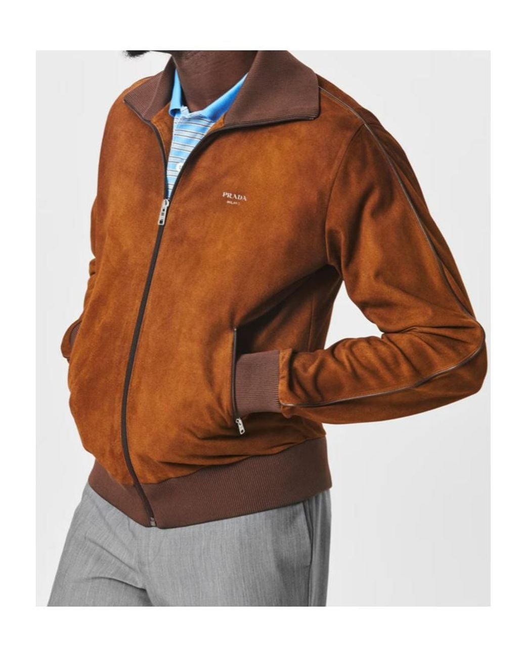 Prada Brown Suede Blouson Jacket for men