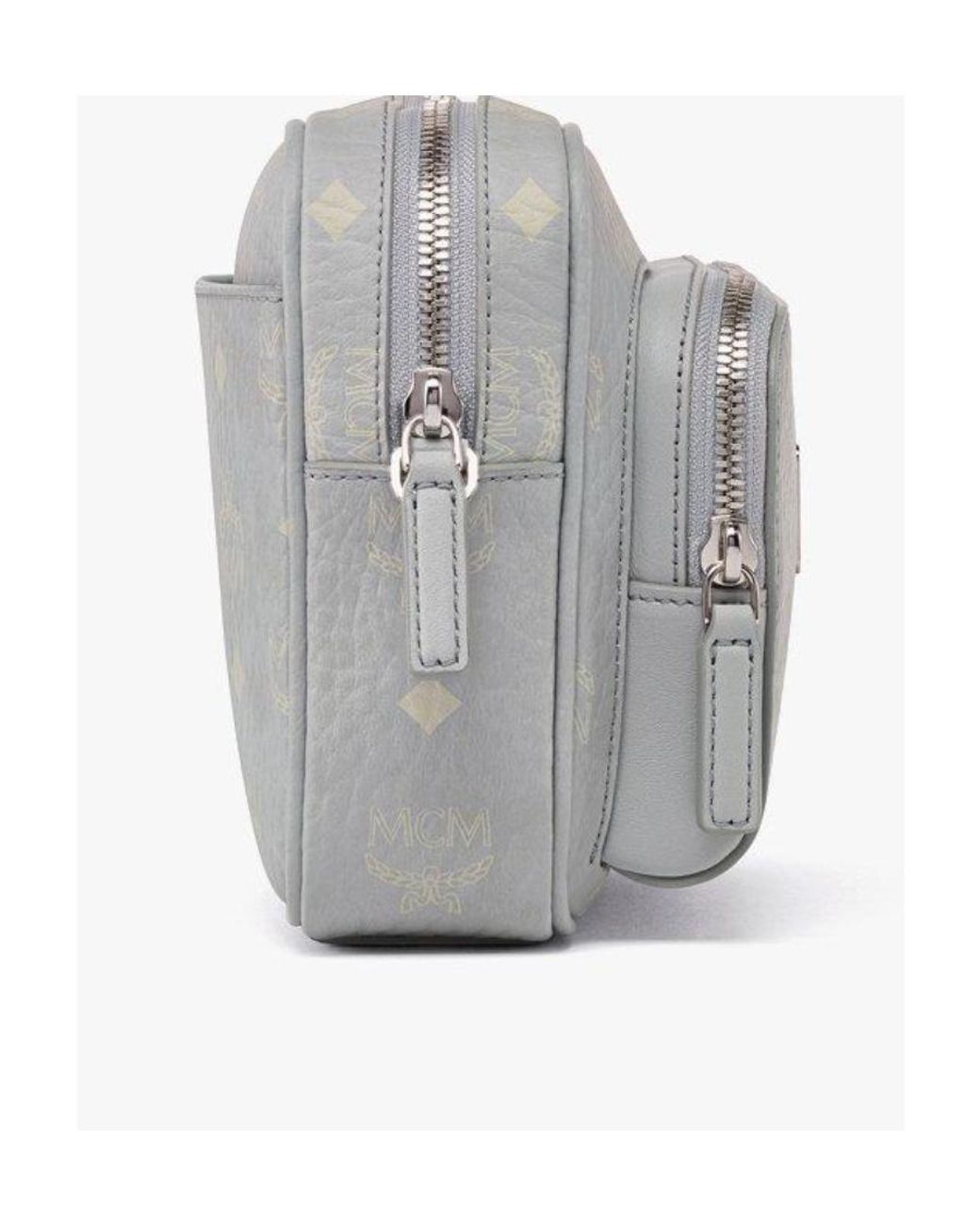 MCM Gray Logo Zip Shoulder Bag