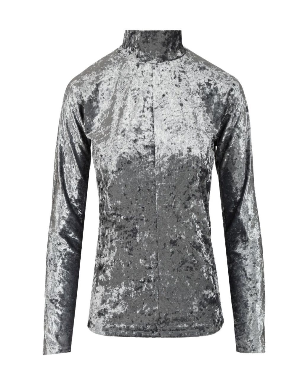 Forte_forte Gray Stretch Velvet Turtleneck