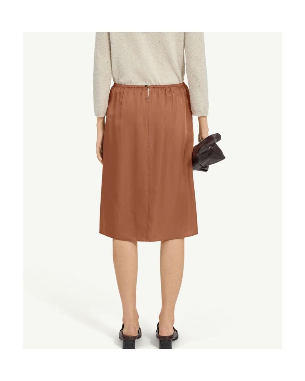 MM6 by Maison Margiela Brown Satin Midi Skirt