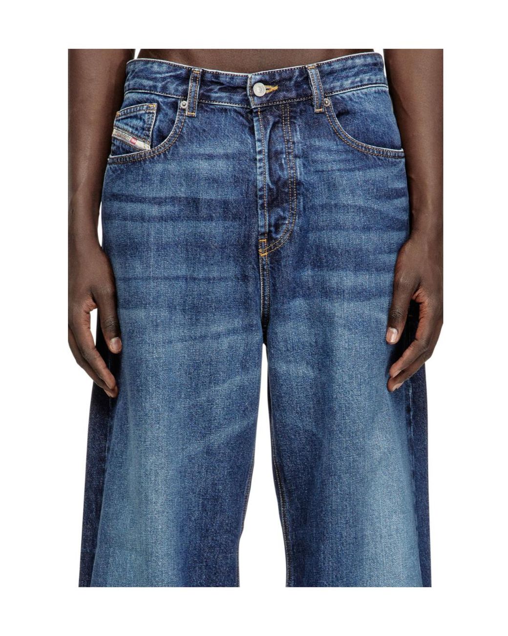 DIESEL Blue D-Rise Wide Leg Jeans for men