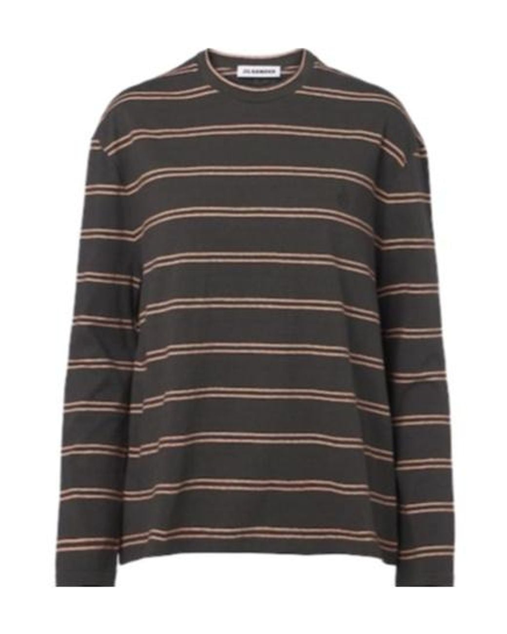 Jil Sander Gray Striped Cotton T-Shirt
