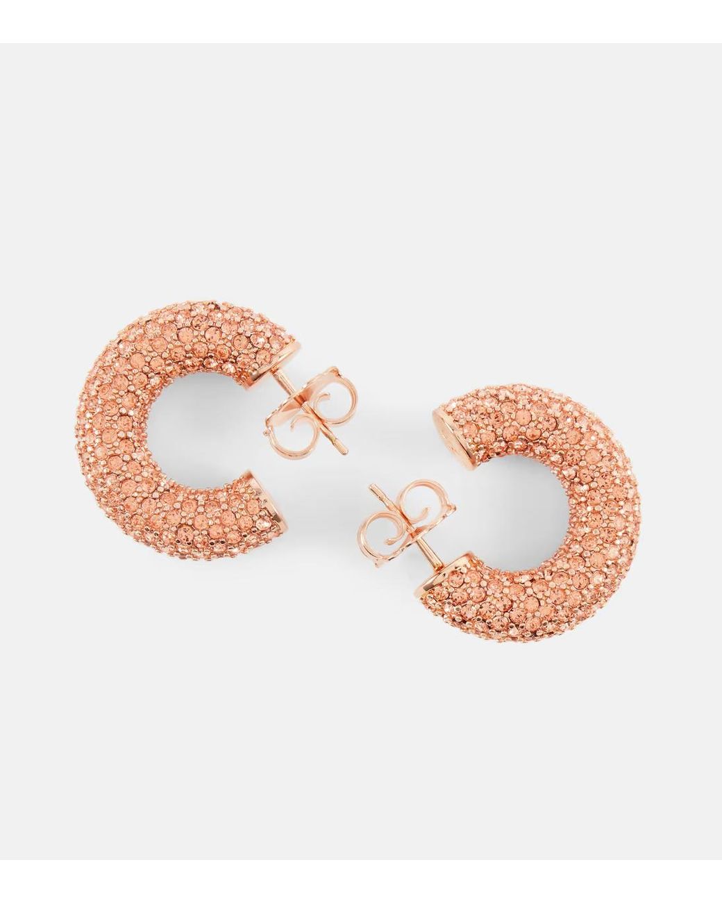 AMINA MUADDI Pink Cameron Embellished Hoop Earrings