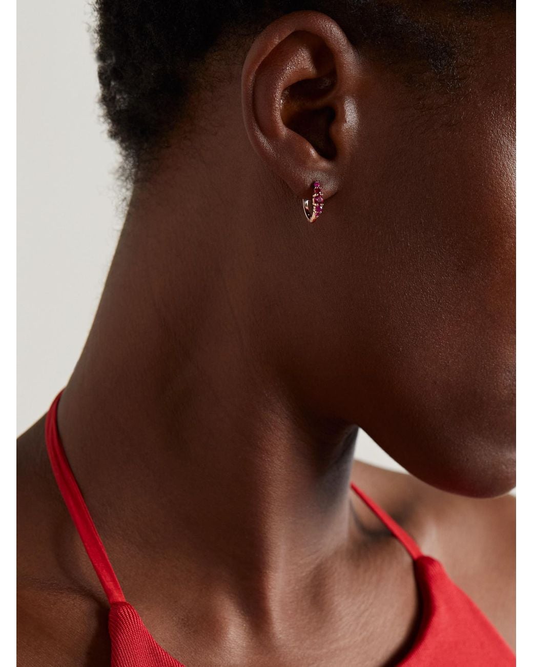 Ileana Makri Red 18-Karat Rose Ruby Hoop Earrings