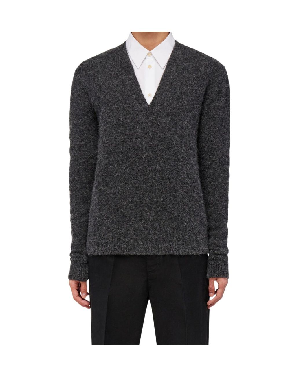 Ferragamo Gray Ferragamo V-Neck Jumper for men