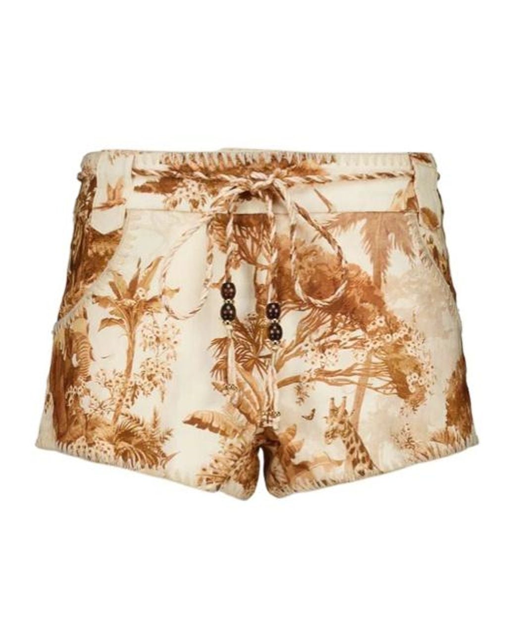 Zimmermann Natural Safari-Print Shorts