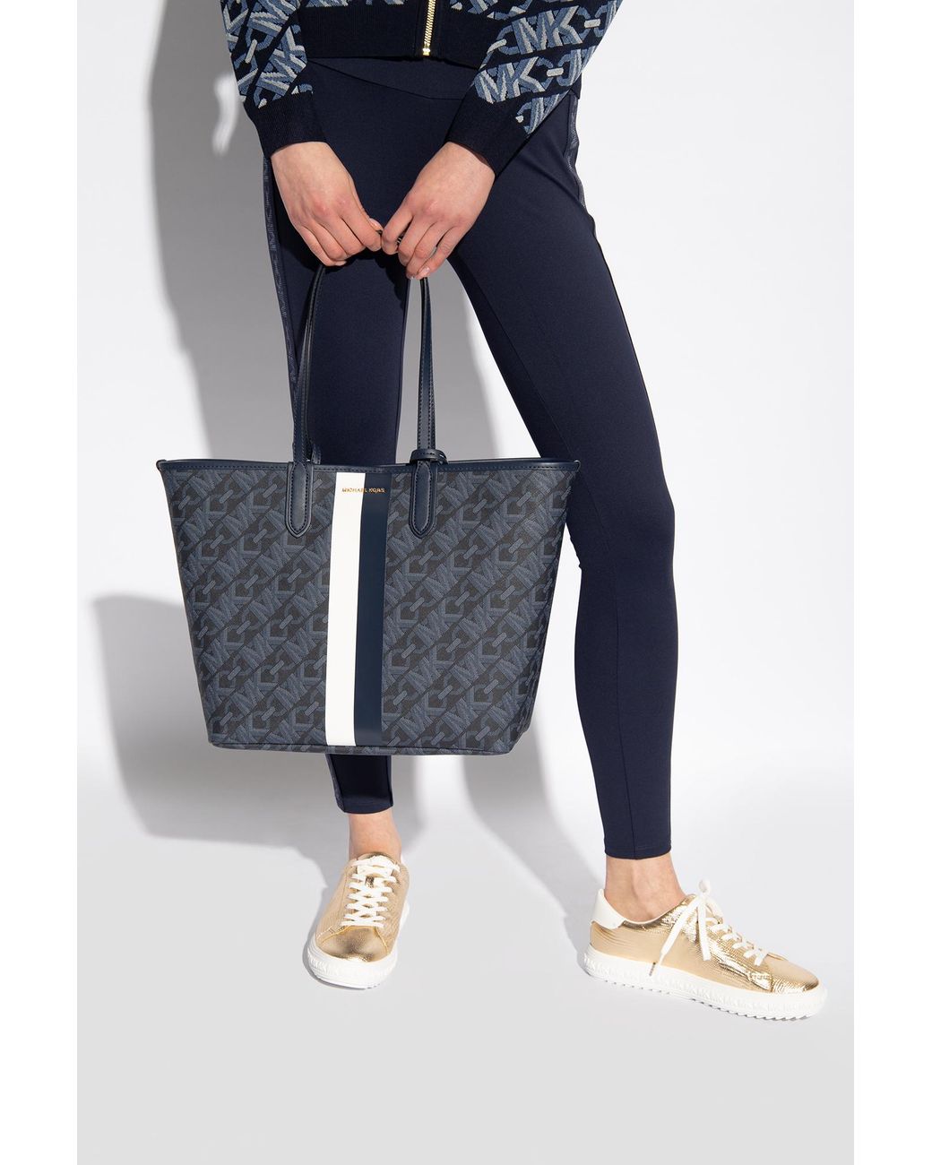 MICHAEL Michael Kors Blue Eliza Logo Plaque Tote Bag