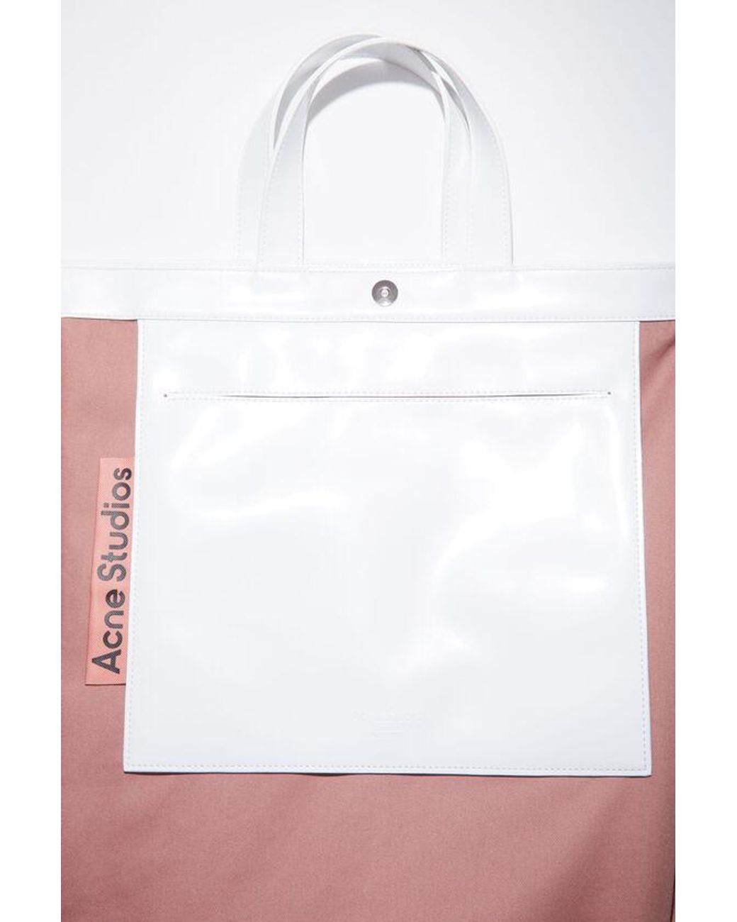 Acne White Logo Embossed Tote Bag for men