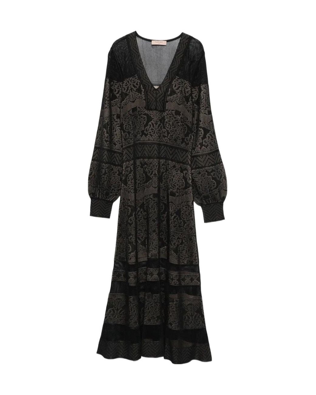 Twinset Black V-Neck Maxi Dress