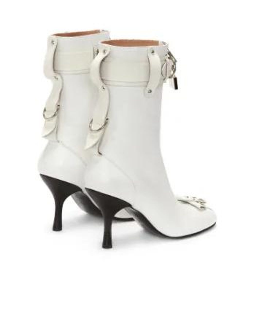 J.W. Anderson White Padlock Ankle Boots