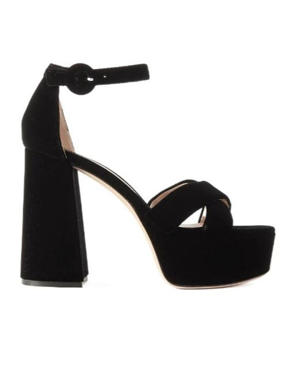 Gianvito Rossi Black Velvet Platform Sandals