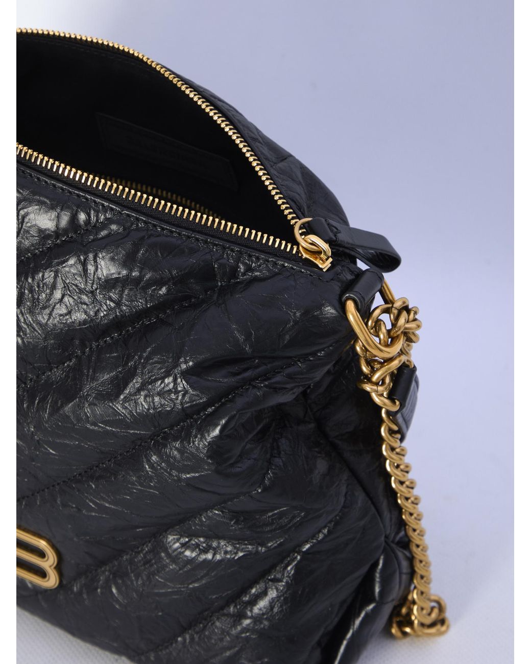 Balenciaga Black Crush Zipped Hobo Bag