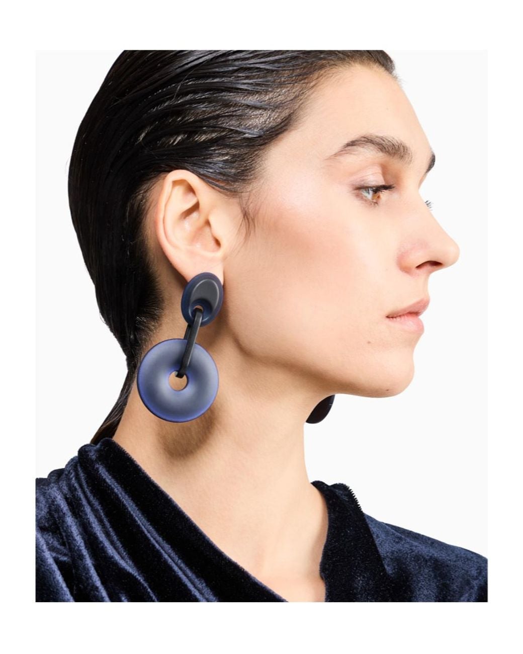 Giorgio Armani Blue Disc Drop Earrings
